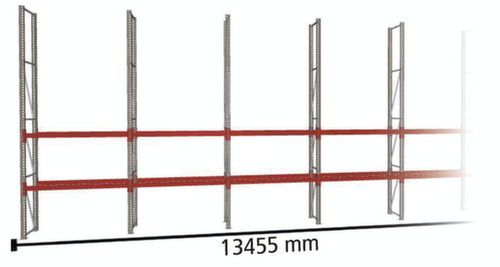 META Rayonnage à palettes MULTIPAL pour 28 palettes, largeur 13455 mm, 4 niveaux de stockage