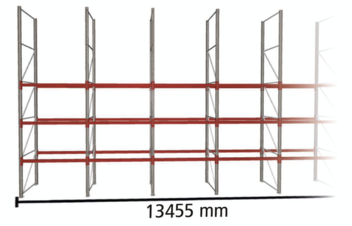 META Rayonnage à palettes MULTIPAL pour 28 palettes, largeur 13455 mm, 4 niveaux de stockage