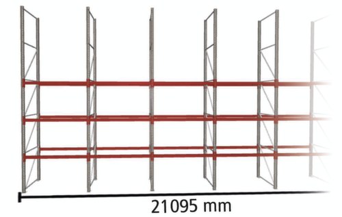 META Rayonnage à palettes MULTIPAL pour 44 palettes, largeur 21095 mm, 4 niveaux de stockage