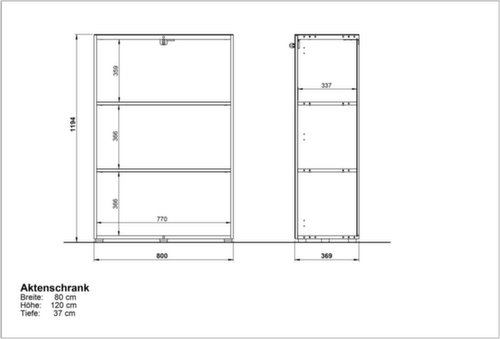 Armoire de classement GW-MONTERIA avec tablette supérieure avec support en verre de sécurité