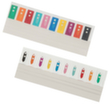BOI Barrette d'onglet de signalisation, blanc avec bandes multicolores