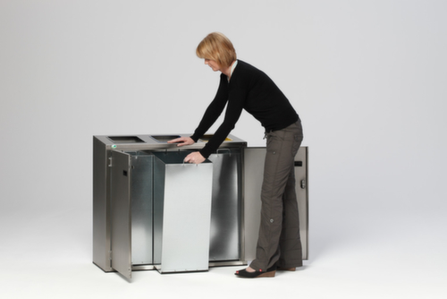 VAR Station de collecte des produits recyclables en acier inoxydable, 3 x 90 l