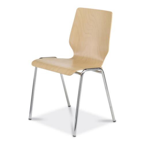 Chaise coque en bois avec piètement 4 pieds chromé