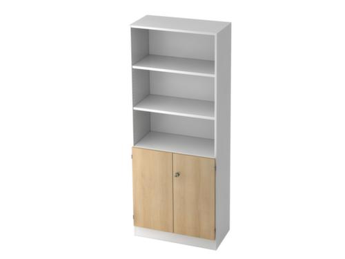 Armoire combinée Sina avec 2 portes et 3 compartiments, 5 hauteurs des classeurs, blanc/chêne