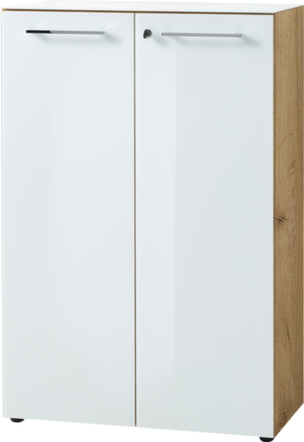 Armoire de classement GW-MONTERIA avec tablette supérieure avec support en verre de sécurité