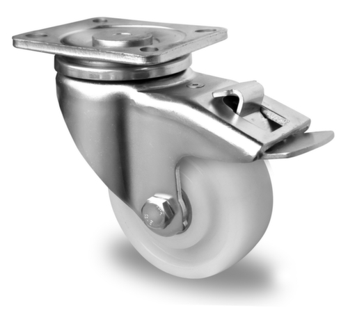 Cascoo Roulette pivotante avec frein total, force 500 kg, polyamide bandage