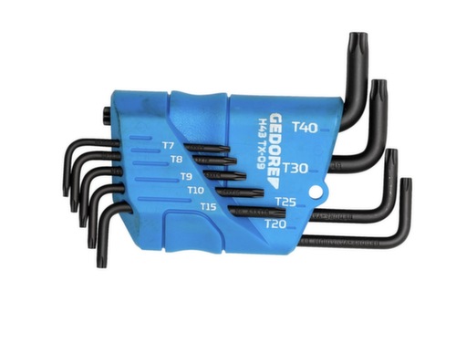 H 43 TX-08 Jeu de tournevis coudés dans un support 8 pièces TX T10-T45