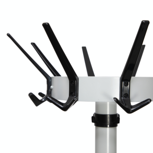 MAUL Porte-manteau MAULcaligo, avec 16/8/8 crochets, RAL 9004 noir de sécurité / similaire à RAL 9006 aluminium blanc