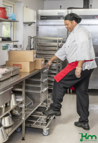 Kongamek Chariot avec barre de poussée en acier inoxydable, force 100 kg, plateau longueur x largeur 820 x 520 mm