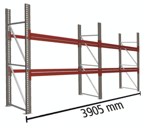 META Rayonnage à palettes MULTIPAL pour 12 palettes, largeur 3905 mm, 2 niveaux de stockage