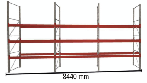 META Rayonnage à palettes MULTIPAL pour 36 palettes, largeur 8440 mm, 4 niveaux de stockage