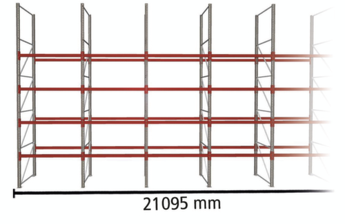META Rayonnage à palettes MULTIPAL pour 110 palettes, largeur 21095 mm, 5 niveaux de stockage