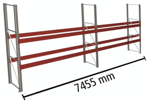 META Rayonnage à palettes MULTIPAL pour 24 palettes, largeur 7455 mm, 3 niveaux de stockage