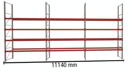 META Rayonnage à palettes MULTIPAL pour 60 palettes, largeur 11140 mm, 5 niveaux de stockage