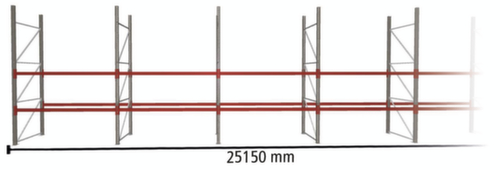 META Rayonnage à palettes MULTIPAL pour 81 palettes, largeur 25150 mm, 3 niveaux de stockage