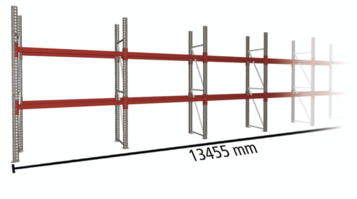 META Rayonnage à palettes MULTIPAL pour 21 palettes, largeur 13455 mm, 3 niveaux de stockage
