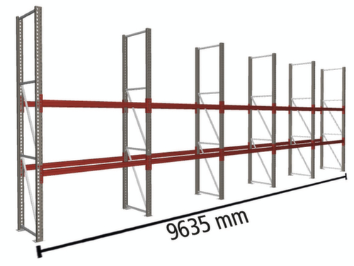 META Rayonnage à palettes MULTIPAL pour 15 palettes, largeur 9635 mm, 3 niveaux de stockage