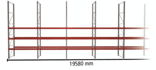 META Rayonnage à palettes MULTIPAL pour 56 palettes, largeur 19580 mm, 4 niveaux de stockage