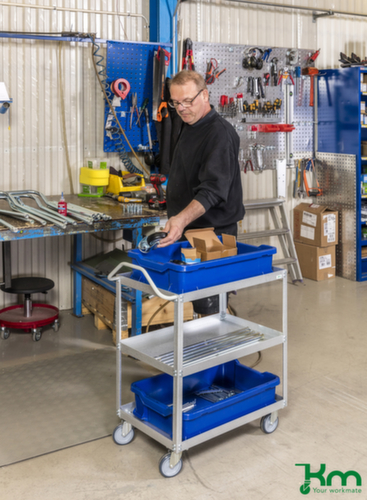 Kongamek Chariot à étagères Aluzink, force 150 kg, 3 plateaux