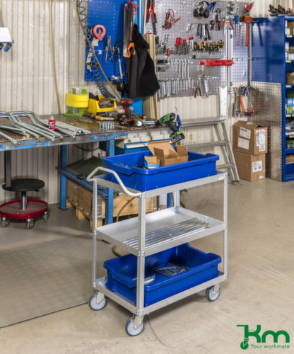 Kongamek Chariot à étagères Aluzink, force 150 kg, 3 plateaux