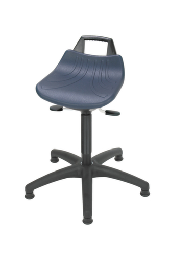 Tabouret pivotant, assise bleu, patins