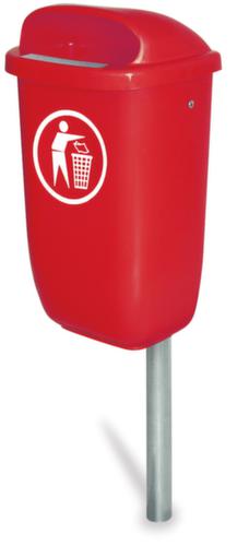 Poubelle selon DIN 30713, 50 l, pour fixation murale ou sur montants, rouge  L