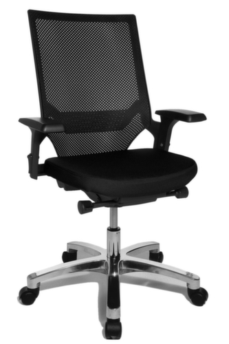 Topstar Siège de bureau pivotant Autosynchro SY avec accoudoirs, dossier maille avec support, noir  L