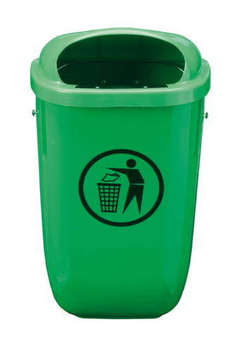 Poubelle Classic, 50 l, pour fixation murale ou sur montants, vert  L