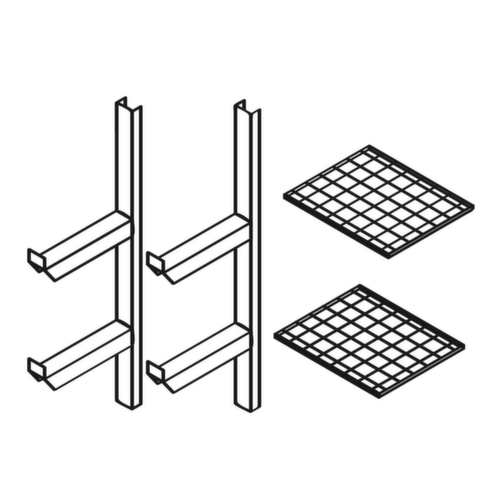 Rayonnage à caillebotis pour conteneur pour produits dangereux, largeur x profondeur 600 x 500 mm  L