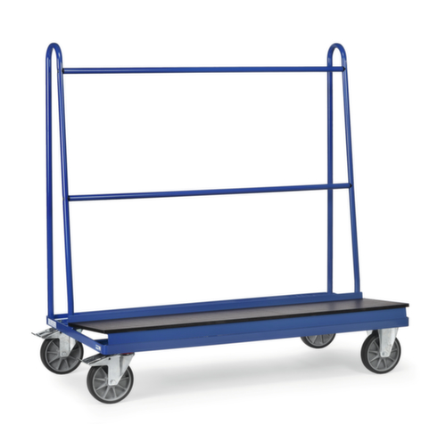 fetra Chariot porte-panneaux avec cadre d'appui, force 500 kg, plateau longueur x largeur 1500 x 400 mm  L