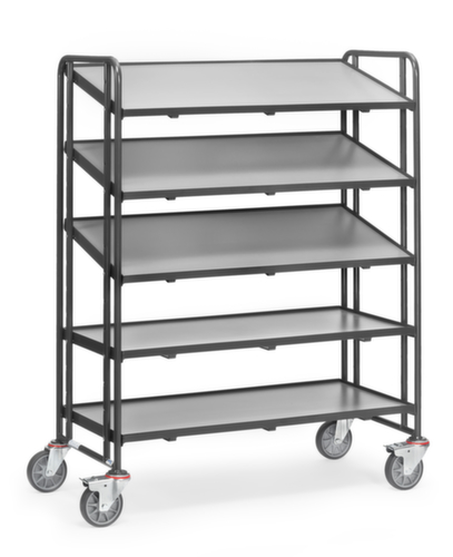 fetra Chariot à étagères GREY EDITION pour bac norme Europe, force 300 kg, 5 plateaux