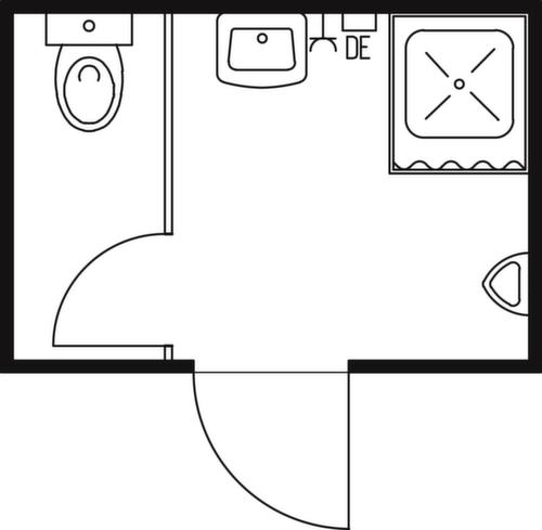 Säbu Récipient de douche/toilette FLADAFI®, hauteur x largeur x profondeur 2500 x 3020 x 2170 mm  L