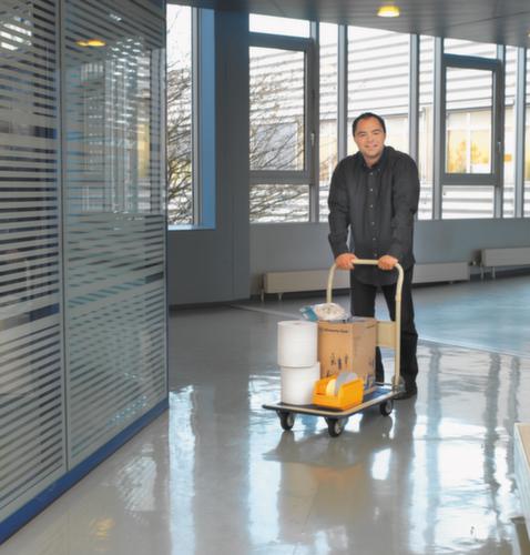 Chariot avec barre de poussée pliable Eco avec revêtement antidérapant, force 150 kg  L