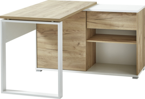 Bureau GW-LIONI, Piètem. semelles, largeur 1200 mm, chêne Navarra/blanc  L