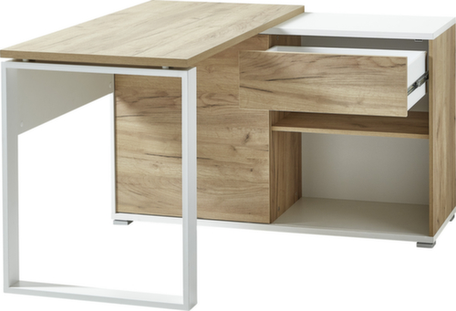 Bureau GW-LIONI, Piètem. semelles, largeur 1200 mm, chêne Navarra/blanc  L