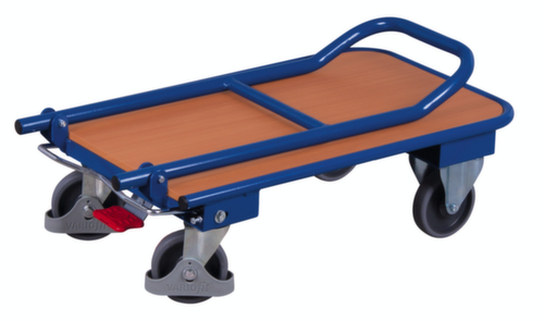 VARIOfit Chariot avec barre de poussée pliable avec plateforme en bois  L