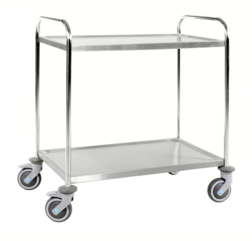 Chariot pour l'alimentaire en acier inoxydable, force 100 kg, 2 plateaux  L