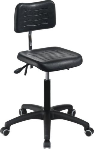 meychair Siège d'atelier pivotant Workster Light W5 avec assise inclinable, assise mousse PU noir, avec 5 roulettes pivotantes  L