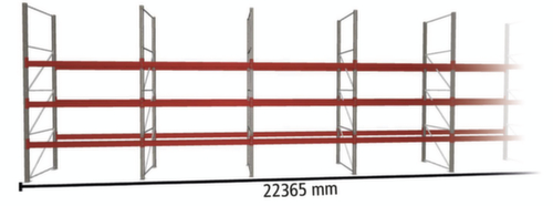META Rayonnage à palettes MULTIPAL pour 96 palettes, largeur 22365 mm, 4 niveaux de stockage