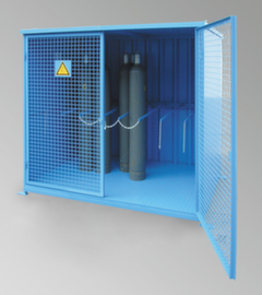 Cabine pour bouteilles de gaz avec portes battantes grillagées