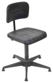 Chaise de travail avec broche, assise mousse PU avec renfort en acier noir, avec patins