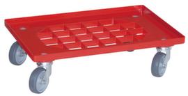 Kit chariots à bac avec plateau grillagé, force 250 kg, rouge