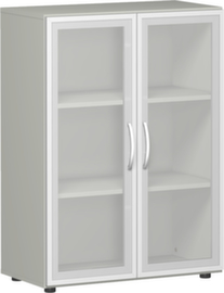 Gera Armoire à portes vitrées Milano, 3 hauteurs des classeurs, corps RAL7035 gris clair