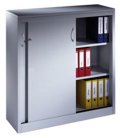 C+P Armoire à portes coulissantes pour bureau ERGO gris clair avec plateau supérieur