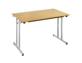 Table pliante polyvalente gerbable, largeur x profondeur 1200 x 600 mm, panneau hêtre