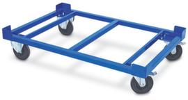 Chariot à bac pour bac norme Europe et palettes, force 500 kg, RAL5010 bleu gentiane