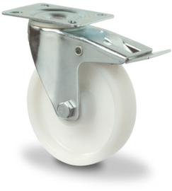 BS-ROLLEN Roulette pivotante en plastique à double blocage, force 130 kg, plastique bandage