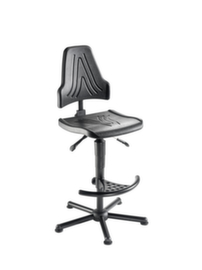 meychair Siège d'atelier haut Workster Komplex W19-25-H-PU-FS3 charge max. 150 kg, assise mousse PU noir, avec patins