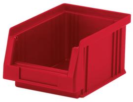 Lakape bac à bec empilable Eco adapté aux convoyeurs à rouleaux, rouge, profondeur 164 mm, polypropylène