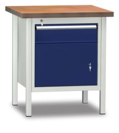 KLW Lutz Établi en RAL7035/5010, 1 tiroir, 1 armoire, RAL7035 gris clair/RAL5010 bleu gentiane